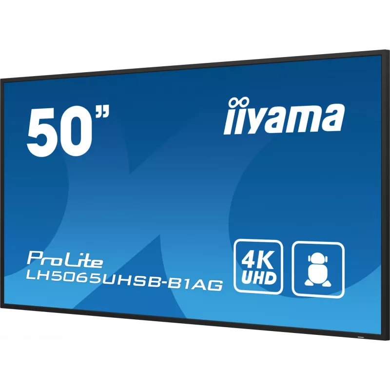 iiyama LH5065UHSB-B1AG Signage-ekraan Digitaalne signatuur lameekraan 125,7 cm (49,5 tolli) LCD Wi-Fi 800 cd/m² 4K Ultra HD Must Sisseehitatud protsessor Android 11 24/7