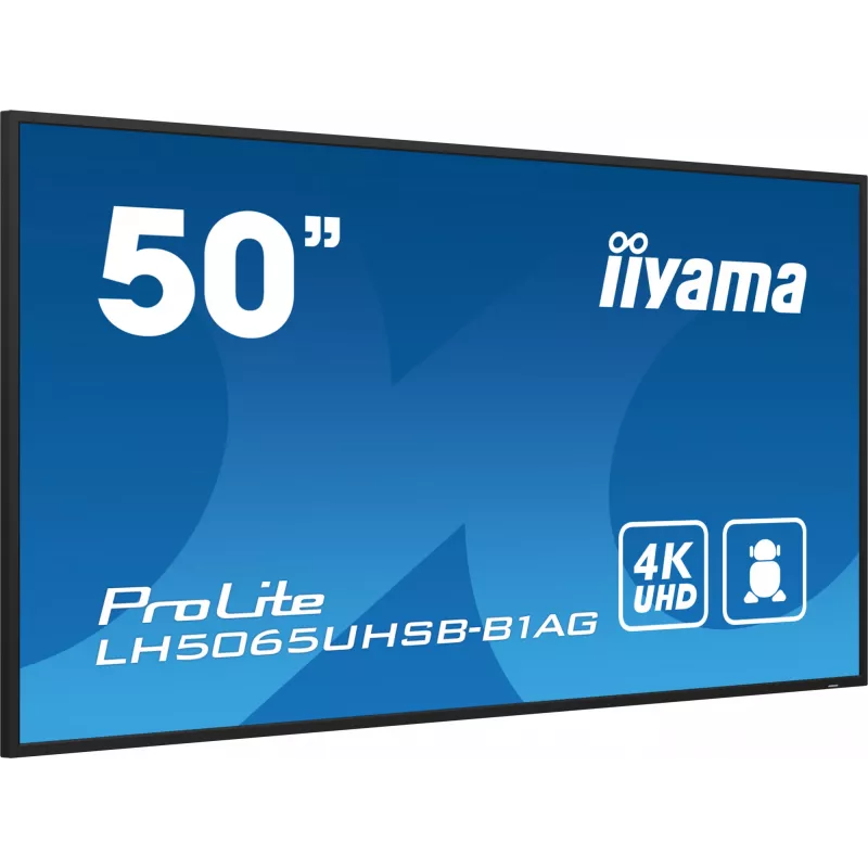 iiyama LH5065UHSB-B1AG Signage-ekraan Digitaalne signatuur lameekraan 125,7 cm (49,5 tolli) LCD Wi-Fi 800 cd/m² 4K Ultra HD Must Sisseehitatud protsessor Android 11 24/7