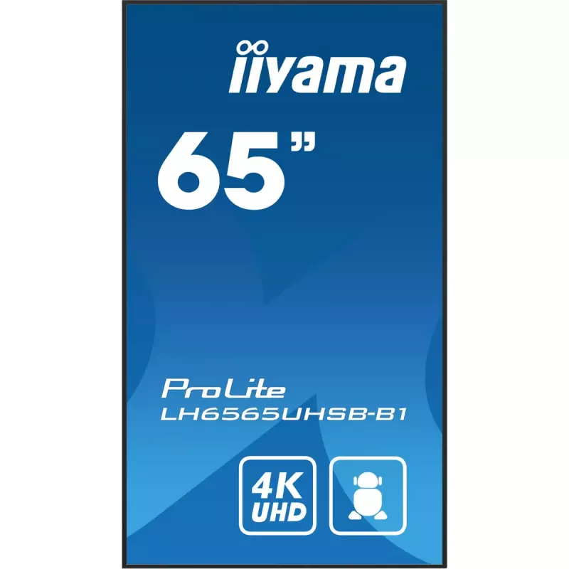 iiyama LH6565UHSB-B1 Signage-ekraan kioskikujundusega 163,8 cm (64,5 tolli) LED Wi-Fi 800 cd/m² 4K Ultra HD Must Sisseehitatud protsessor Android 11 24/7