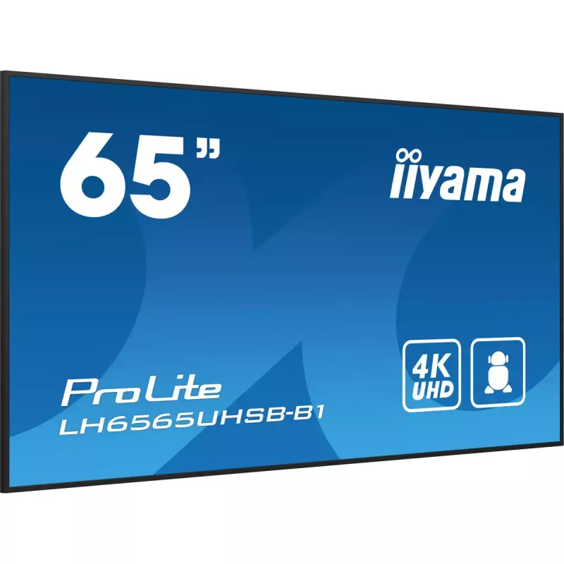 iiyama LH6565UHSB-B1 Signage-ekraan kioskikujundusega 163,8 cm (64,5 tolli) LED Wi-Fi 800 cd/m² 4K Ultra HD Must Sisseehitatud protsessor Android 11 24/7