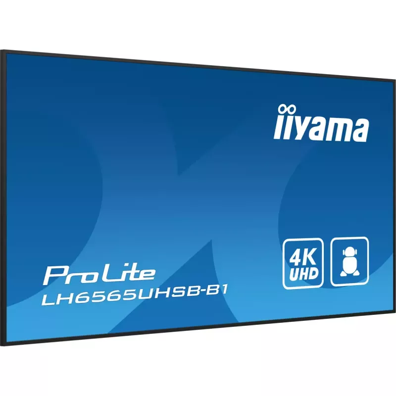 iiyama LH6565UHSB-B1 Signage-ekraan kioskikujundusega 163,8 cm (64,5 tolli) LED Wi-Fi 800 cd/m² 4K Ultra HD Must Sisseehitatud protsessor Android 11 24/7