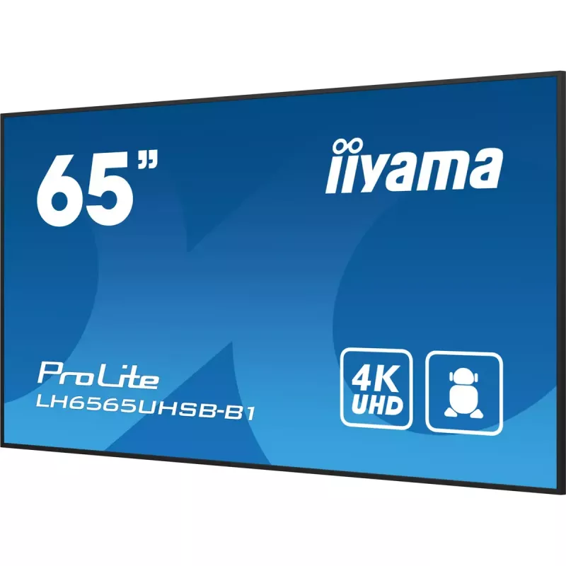 iiyama LH6565UHSB-B1 Signage-ekraan kioskikujundusega 163,8 cm (64,5 tolli) LED Wi-Fi 800 cd/m² 4K Ultra HD Must Sisseehitatud protsessor Android 11 24/7