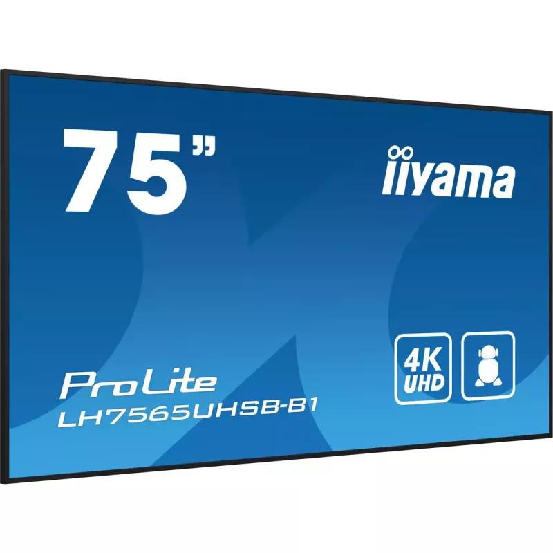 iiyama LH7565UHSB-B1 Signage-ekraan kioskikujundusega 189,2 cm (74,5 tolli) LED Wi-Fi 800 cd/m² 4K Ultra HD Must Sisseehitatud protsessor Android 11 24/7