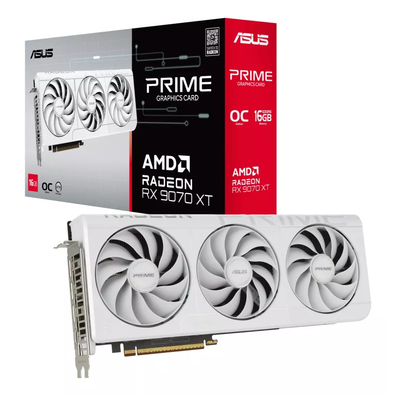 ASUS Prime -RX9070XT-O16G-WHITE AMD Radeon RX 9070 XT 16 GB GDDR6