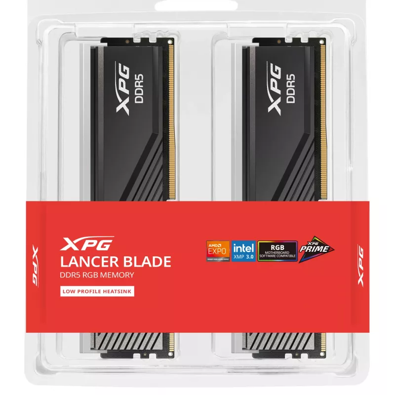 DIMM 32 GB DDR5-6000 (2x 16 GB) Dual-Kit, Arbeitsspeicher schwarz, AX5U6000C4816G-DTLABRBK, XPG Lancer Blade RGB, INTEL XMP, AMD EXPO