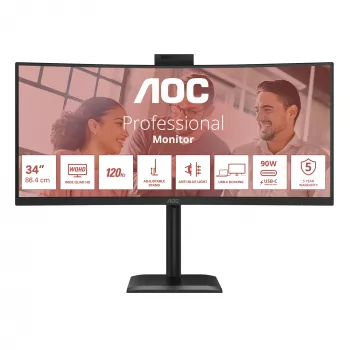 AOC E4 CU34E4CW arvutimonitor 86,4 cm (34 tolli) 3440 x 1440 pikslit UltraWide Quad HD LED must