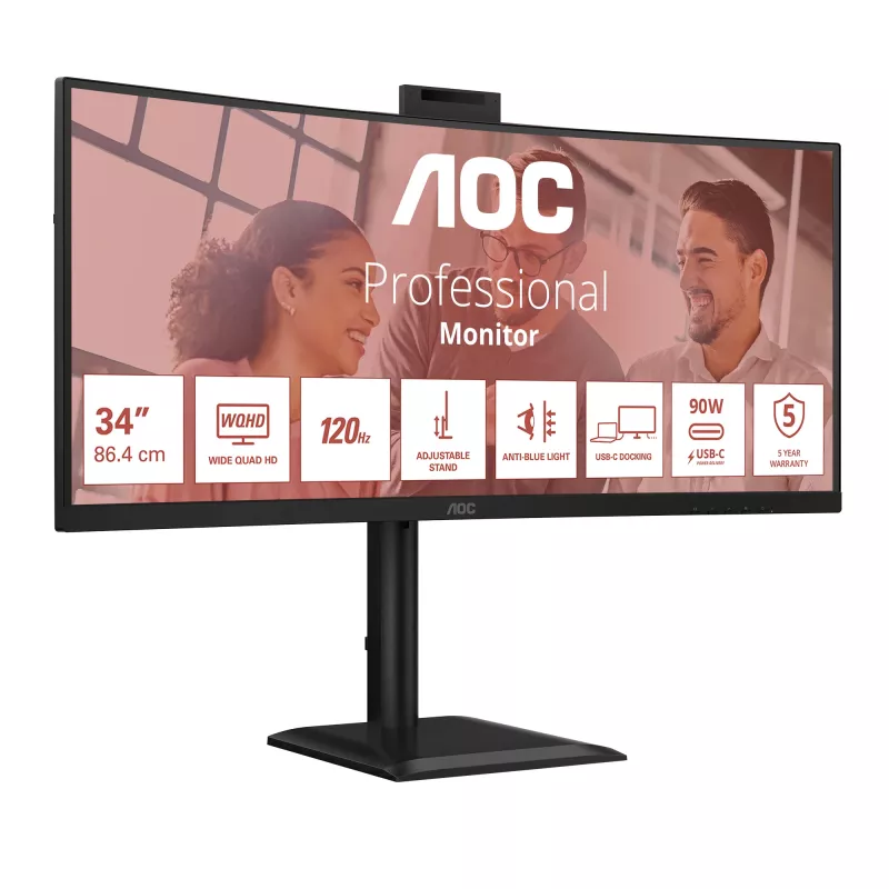 AOC E4 CU34E4CW arvutimonitor 86,4 cm (34 tolli) 3440 x 1440 pikslit UltraWide Quad HD LED must