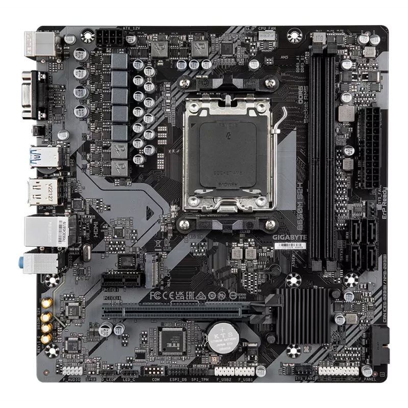 GIGABYTE B650M S2H emaplaat - AMD Ryzen 9000 seeria protsessorid, 5+2+2 faasi VRM, kuni 6400 MHz DDR5 (OC), 1x PCIe 4.0 M.2, GbE LAN, USB 3.2 Gen 1