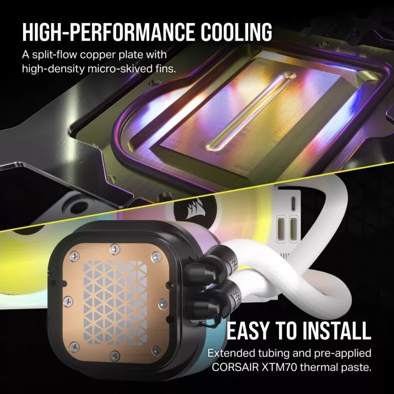 CORSAIR CPU Cooler - Icue Link H100I RGB Aio Liquid Cooler - Valge