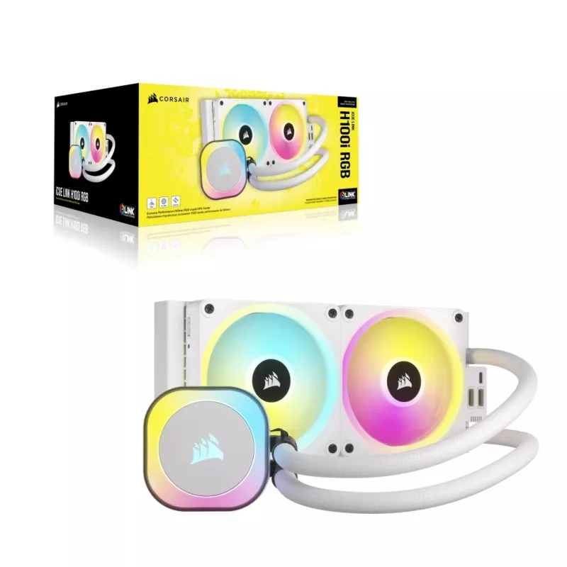 CORSAIR CPU Cooler - Icue Link H100I RGB Aio Liquid Cooler - Valge
