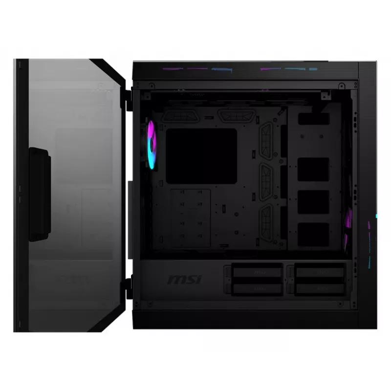 MSI MPG SEKIRA 500X Full Tower Gaming Computer Case 'Must, 3x 200mm ARGB + 1x 200mm + 1x120mm ARGB ventilaatorit, Mystic Light Sync, 8 kanaliga ARGB jaotur, USB Type-C, karastatud klaaspaneelid, E-ATX, ATX, mATX, mini-ITX'