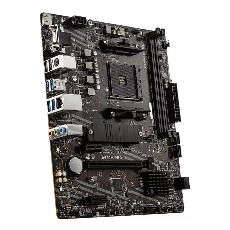 MSI A520M PRO emaplaat AMD A520 pesa AM4 micro ATX