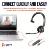 HP Poly Mustwire 3310 monofooniline peakomplekt USB-C-ga + USB-C/A adapter