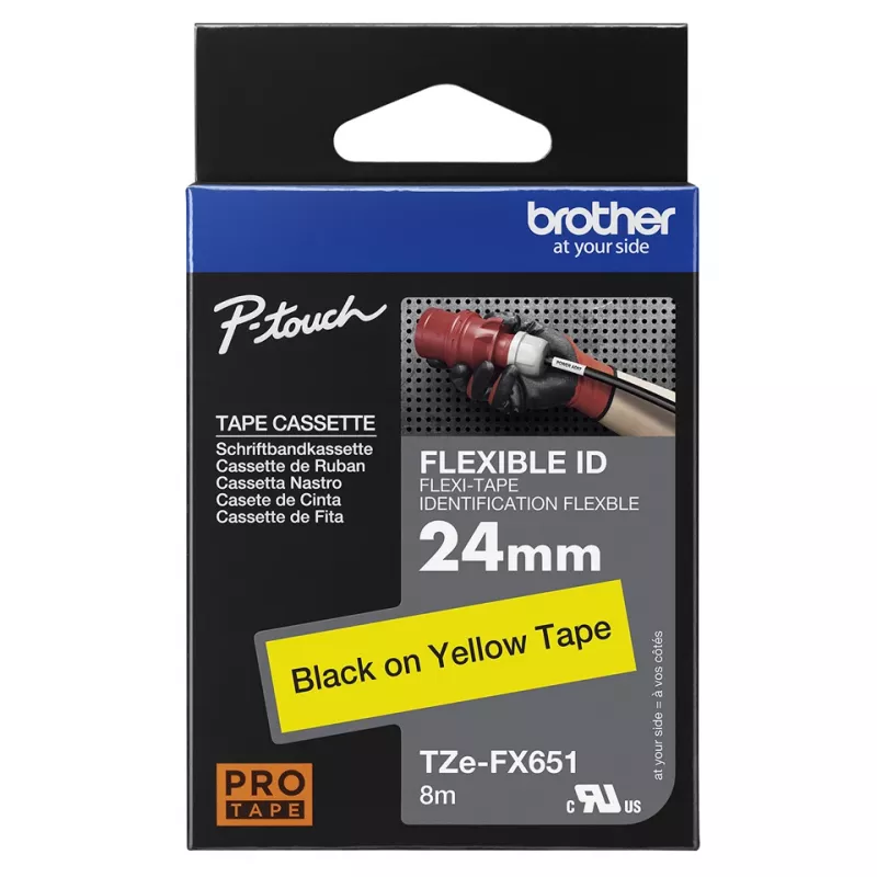 Brother TZE-FX651 sildipael Must kollasel TZ