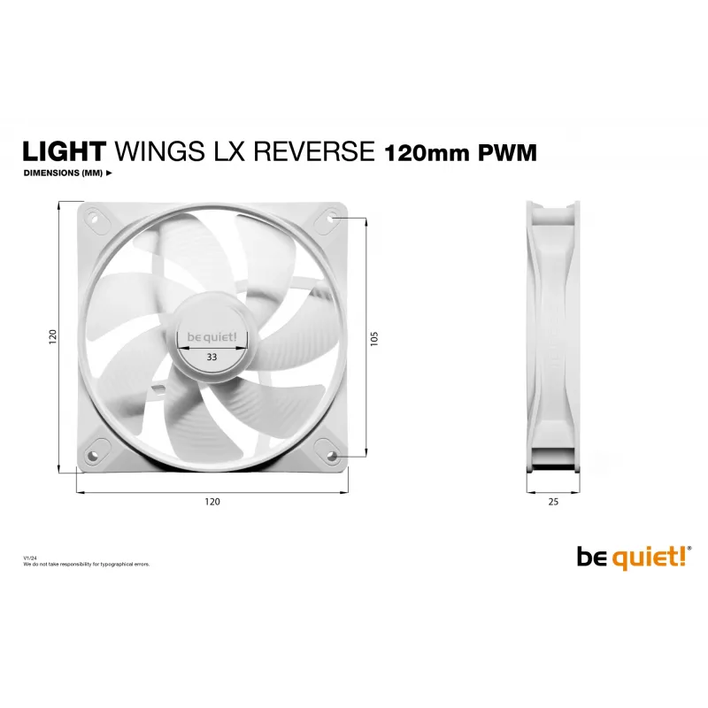 be quiet! Light Wings LX 120 mm PWM Reverse White arvuti korpusventilaator 12 cm 1 tk