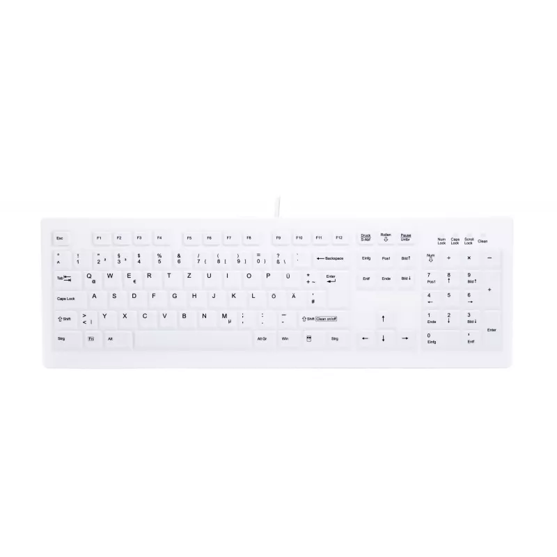 Contour Design Active Key Contour ClassicClean Meditsiiniline klaviatuur eemaldatava kaanega, täissuuruses, juhtmega, valge, DE C8100