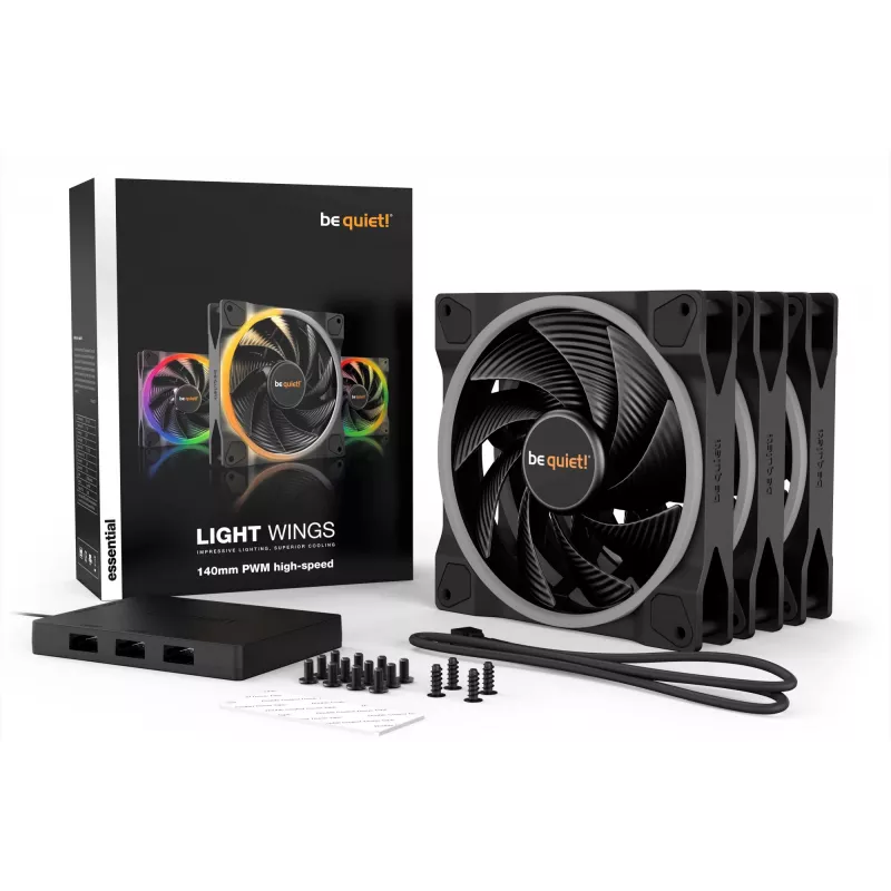 be quiet Light Wings 140mm ARGB PWM High Speed Fan Must 3 Pack