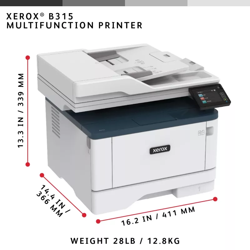 Xerox B315 A4 40ppm juhtmevaba dupleks koopia/prindi/skanni/faks PS3 PCL5e/6 2 salve 350 lehte