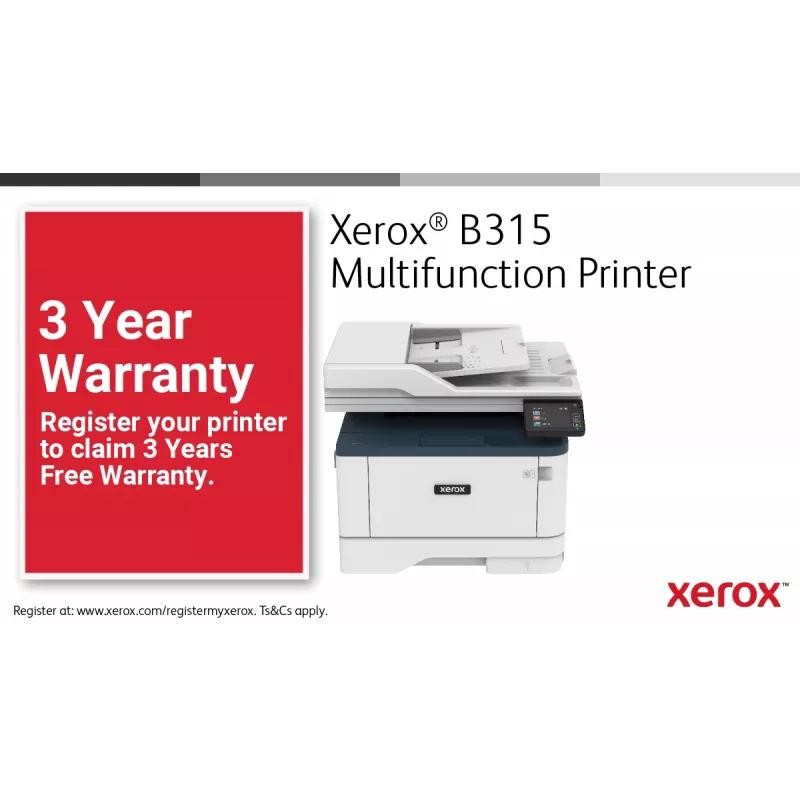 Xerox B315 A4 40ppm juhtmevaba dupleks koopia/prindi/skanni/faks PS3 PCL5e/6 2 salve 350 lehte