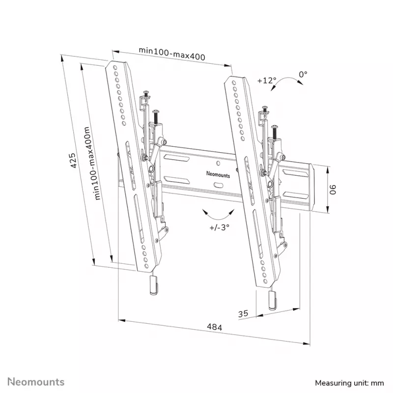 TV seinakinnitus Neomounts WL35S-850BL14 Max kaal 50kg 32-75 tolli