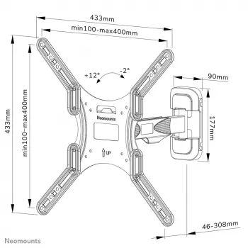 Neomounts WL40-540BL14 seinale kinnitatav telerihoidja 32-55 tolli - täisliikumine - lihtne paigaldus