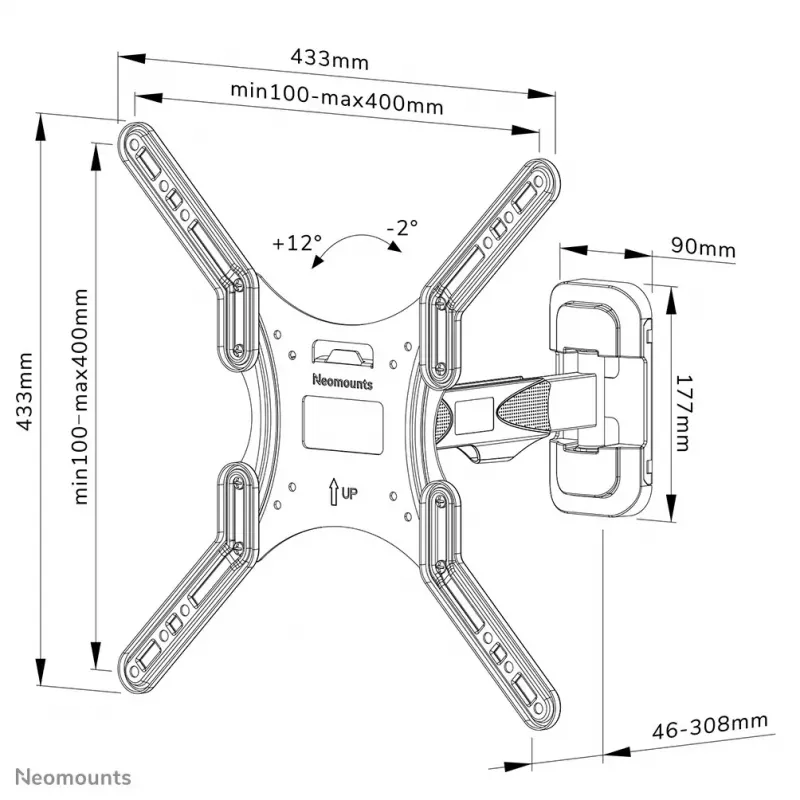 Neomounts WL40-540BL14 seinale kinnitatav telerihoidja 32-55 tolli - täisliikumine - lihtne paigaldus
