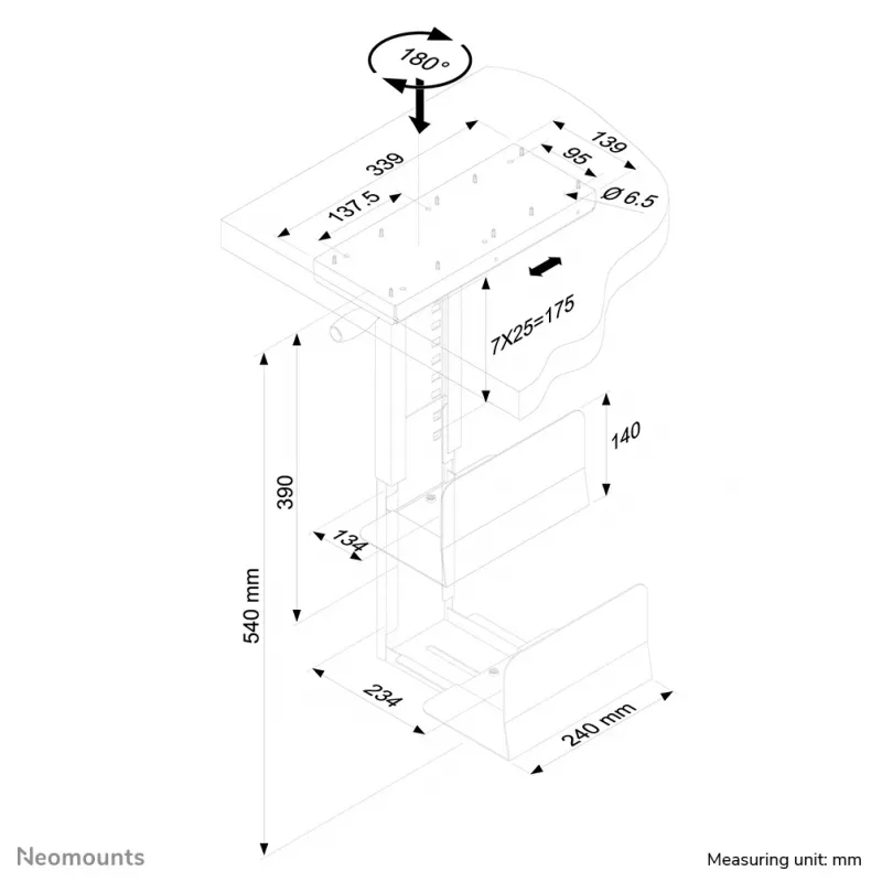 Neomounts CPU-D250BLACK CPU hoidik - pööratav - max 30 kg - universaalne