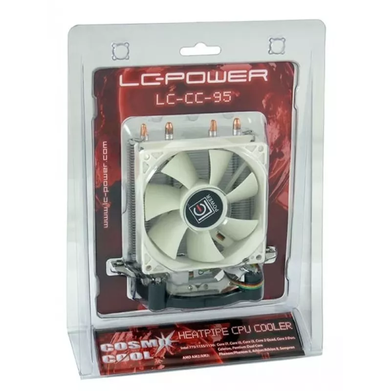 Jahuti LC-Power LC-CC-95 Protsessori jahutussüsteem 9,2 cm Hõbedane Valge