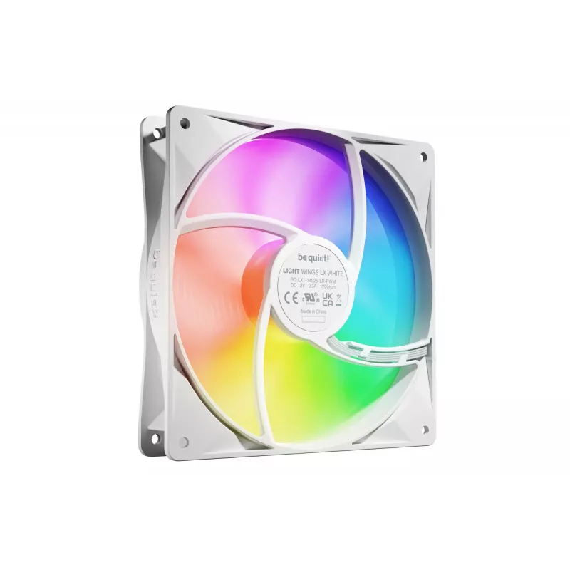 bequiet! LIGHT WINGS LX 140mm PWM 3-Pack White — 140×25 mm ventilaatorid, 1200 RPM, 95 m³/h, RGB LED-id