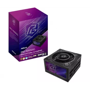 Toiteplokk ASRock Phantom Gaming PG-1000G 750 W, ATX 20+4 pin, 80 PLUS Gold, 135 mm ventilaator, täismodulaarne, must
