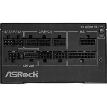 Toiteplokk ASRock Phantom Gaming PG-1000G 750 W, ATX 20+4 pin, 80 PLUS Gold, 135 mm ventilaator, täismodulaarne, must