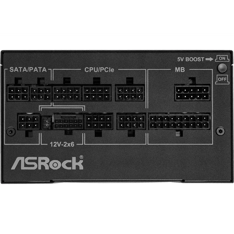 Toiteplokk ASRock Phantom Gaming PG-1000G 750 W, ATX 20+4 pin, 80 PLUS Gold, 135 mm ventilaator, täismodulaarne, must