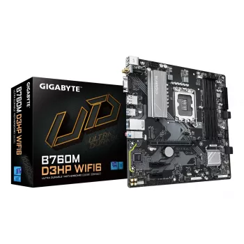 GIGABYTE B760M D3HP WIFI6 emaplaat – toetab Inteli 14. põlvkonna protsessoreid, 4+1+1 faasi digitaalne VRM, kuni 5600 MHz DDR5, 2xPCIe 4.0 M.2, Wi-Fi 6, GbE LAN, USB 3.2 Gen1