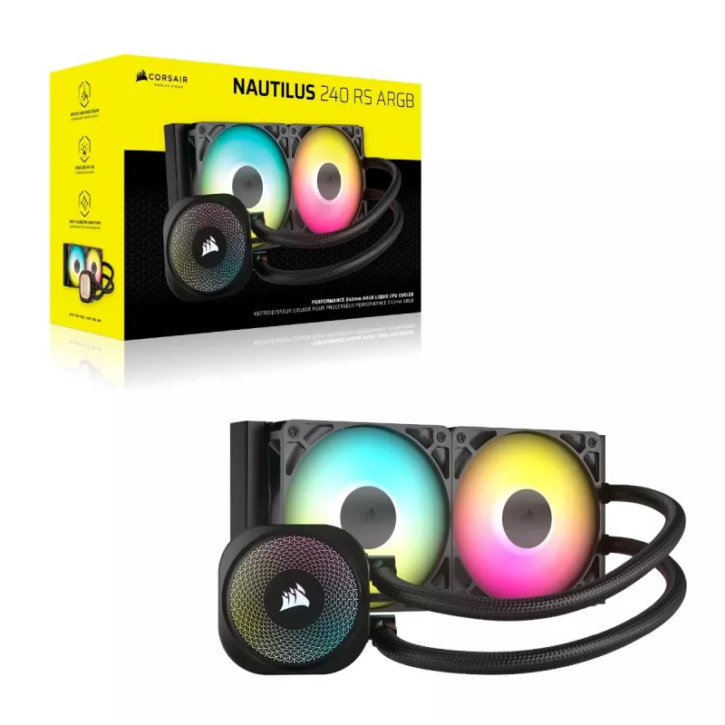 CORSAIR Nautilus 240 Rs ArGB Vedelikprotsessori Kõik-ühes Vedelikjahuti Must