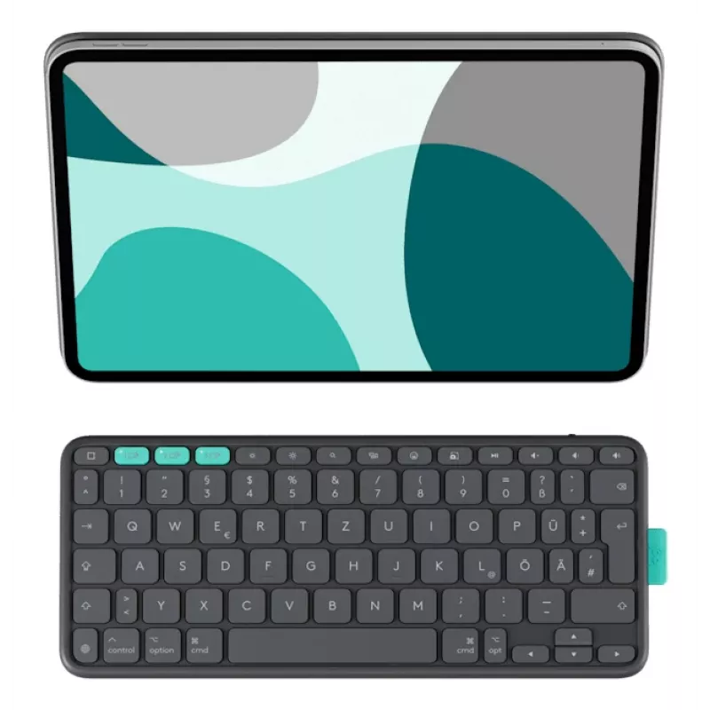Klaviatuuriga folio-ümbris Logitech Flip Folio QWERTZ saksa keel iPad Pro/Air 11-tollisele, Bluetooth, Graphite, aku 90 mAh