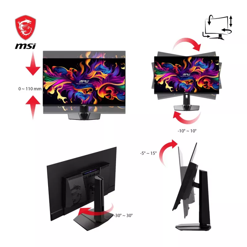 MSI MPG 321URXDE QD-OLED arvutimonitor 80 cm (31,5 tolli) 3840 x 2160 pikslit 4K Ultra HD must
