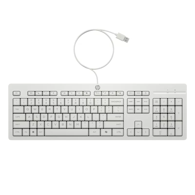 HP 225 juhtmega hiire ja klaviatuuri komplekt, täissuuruses (100%), juhtmega, USB, valge, hiir kaasas