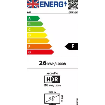 AOC Q27P3QW arvutimonitor 68,6 cm (27 tolli) 2560 x 1440 pikslit Quad HD must