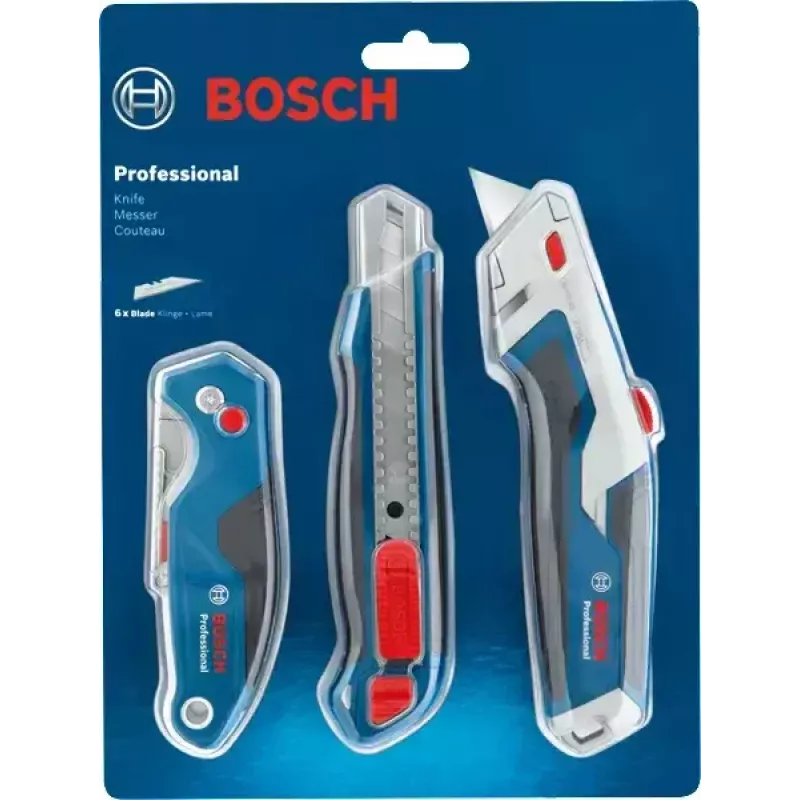 Bosch 1 600 A02 7M4 nuga sinine, roostevaba teras Kokkupandava teraga nuga