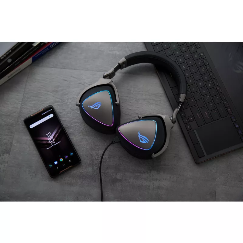 ASUS ROG Delta kõrvaklapid, juhtmega, peavõruga, mängimiseks, must