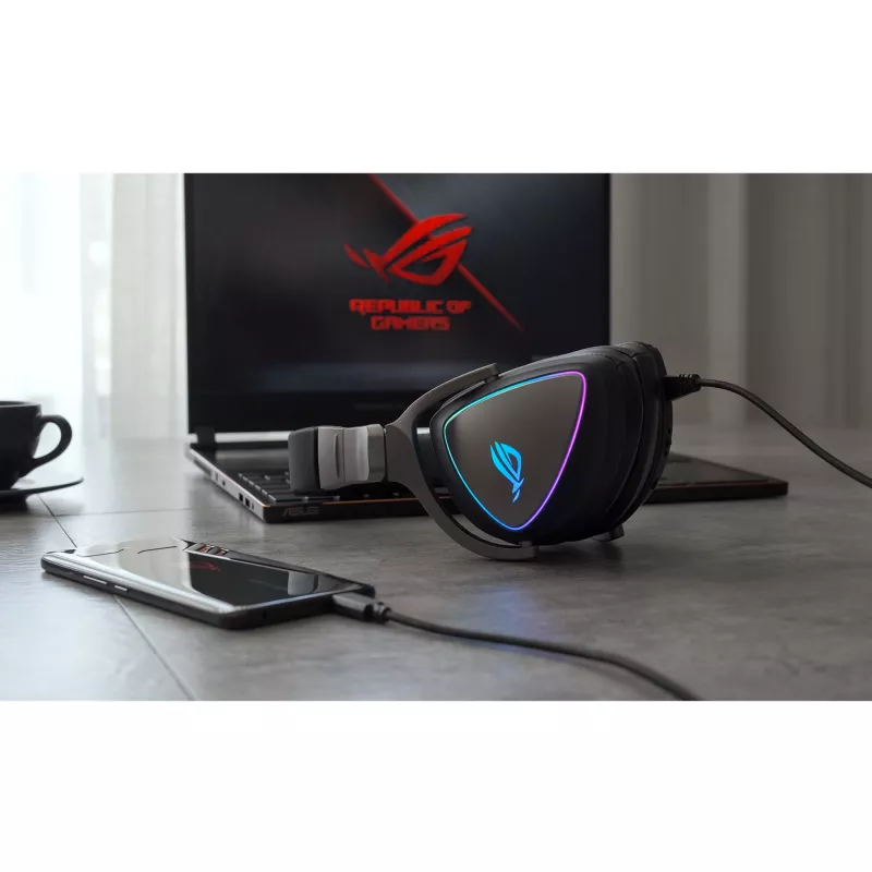 ASUS ROG Delta kõrvaklapid, juhtmega, peavõruga, mängimiseks, must