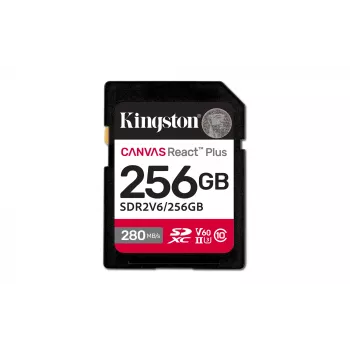 Kingston Technology 256GB Canvas React Plus SDXC UHS-II 280R/150W U3 V60 Full HD/4K jaoks