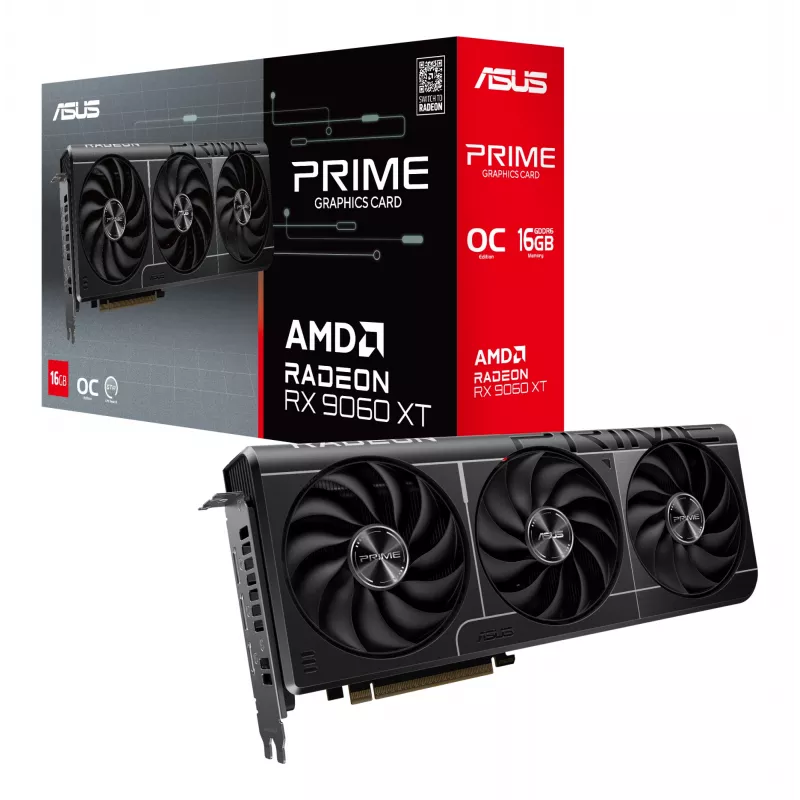 Graafikakaart ASUS Prime Radeon RX 9060 XT 16 GB GDDR6, PCIe 5.0, 128-bit, 3x ventilaatorit, 2,5 pesa