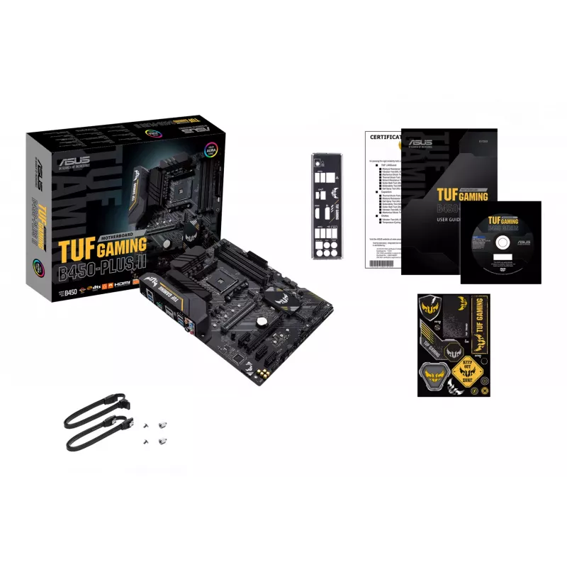 Emaplaat ASUS TUF GAMING B450-PLUS II ATX, AMD B450, Socket AM4, 4×DIMM DDR4, 128GB, 1×M.2, 6×SATA, HDMI 2.0b, DP1.2, Gigabit LAN