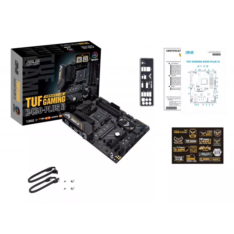 Emaplaat ASUS TUF GAMING B450-PLUS II ATX, AMD B450, Socket AM4, 4×DIMM DDR4, 128GB, 1×M.2, 6×SATA, HDMI 2.0b, DP1.2, Gigabit LAN