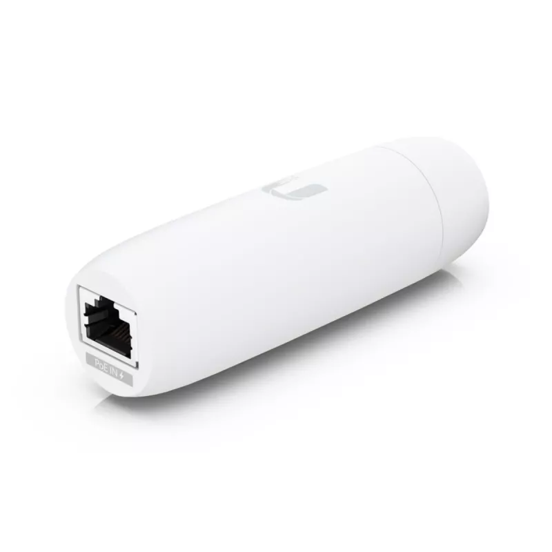 PoE adapter UBIQUITI UACC-ADAPTER-POE-USBC — 48V sisend, 5V 0,25A väljund, kompaktne 30,4×30,4×95mm, valge