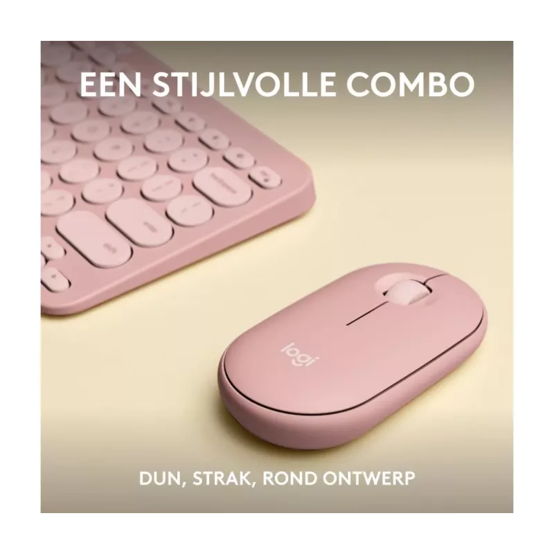 Logitech Pebble 2 Combo juhtmeta klaviatuur ja hiir roosa QWERTY