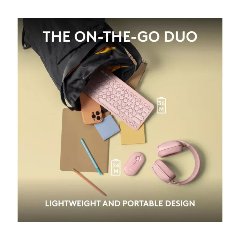 Logitech Pebble 2 Combo juhtmeta klaviatuur ja hiir roosa QWERTY