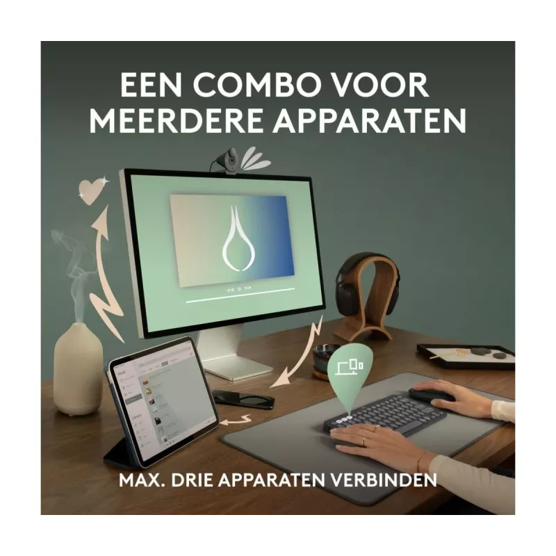 Logitech Pebble 2 Combo juhtmeta klaviatuur ja hiir roosa QWERTY