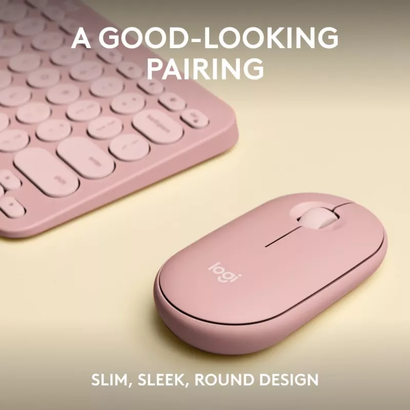 Logitech Pebble 2 Combo juhtmeta klaviatuur ja hiir roosa QWERTY